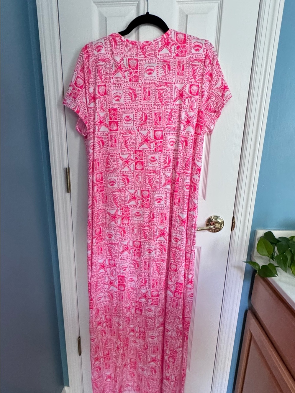 Lilly Pulitzer Pink White Printed V-Neck Maxi Dress - Picture 2 of 3